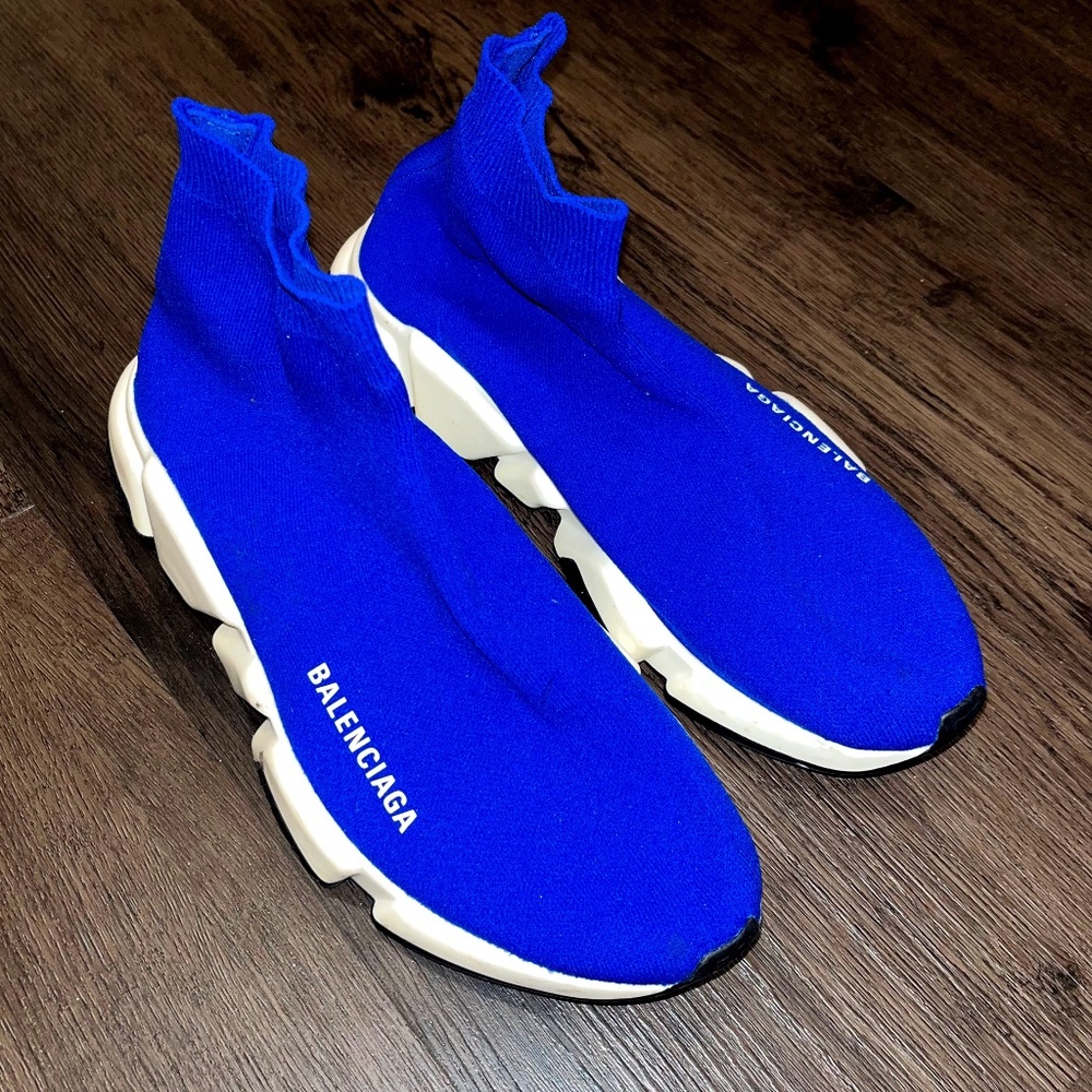 Balenciaga Women's Blue Speed Knit Sneakers. EU Size 3/ US Size 8